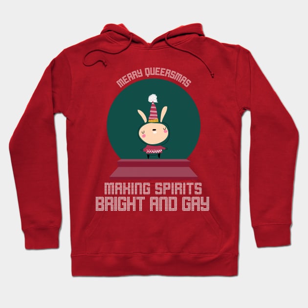 Gay Christmas: Merry Queersmas Making Spirits Bright And Gay Hoodie by Synthwear